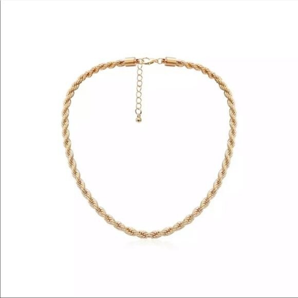 20”NEW GOLD CUBAN TWISTED CHOKER NECKLACE, NICE NECKLACE, CUTE NECKLACE - Picture 3 of 9